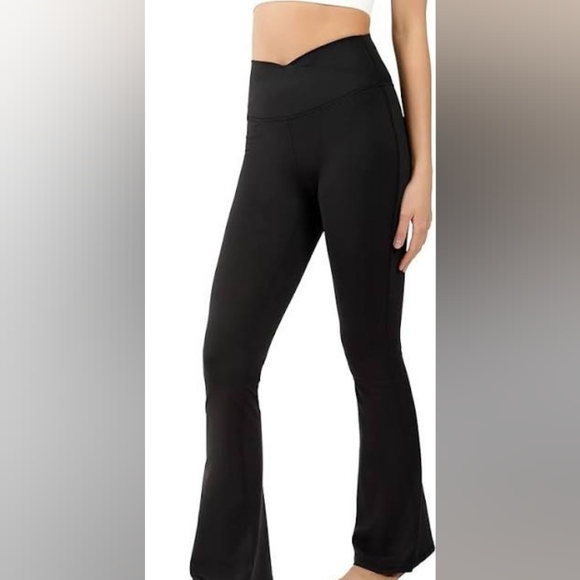 Yogalicious Pants - Yogalicious Black Crossover Waist Flare Yoga Pants Leggings
